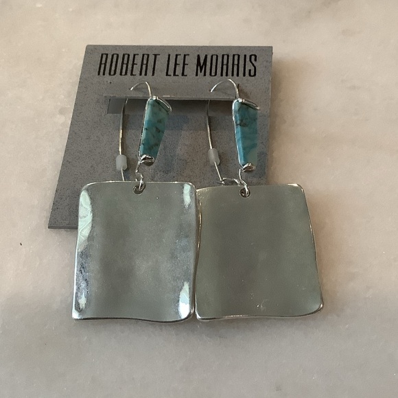 Robert Lee Morris Jewelry - Robert Lee Morris Silver and Turquoise Dangle Earrings, Brand New